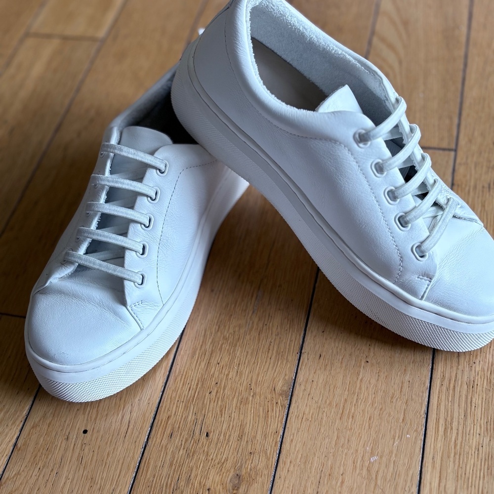 Abeo no tie platform white tennis shoes